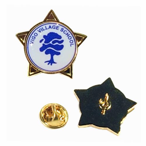 Superior Badge 18mm star gold clutch and printed dome